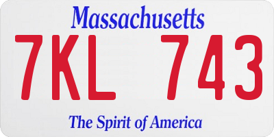 MA license plate 7KL743