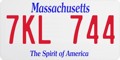 MA license plate 7KL744