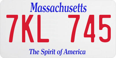MA license plate 7KL745