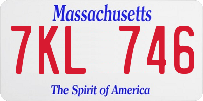MA license plate 7KL746