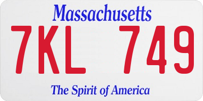 MA license plate 7KL749