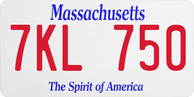 MA license plate 7KL750