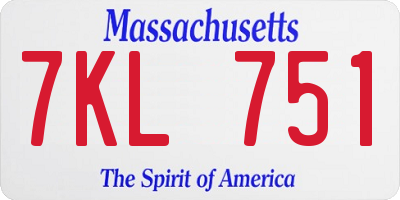 MA license plate 7KL751