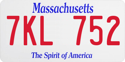 MA license plate 7KL752
