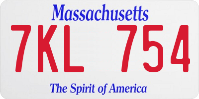 MA license plate 7KL754