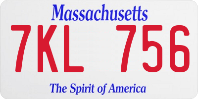 MA license plate 7KL756