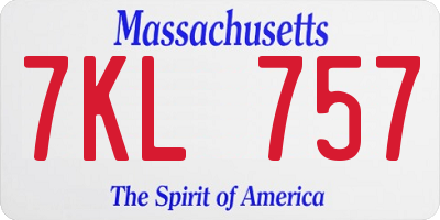 MA license plate 7KL757