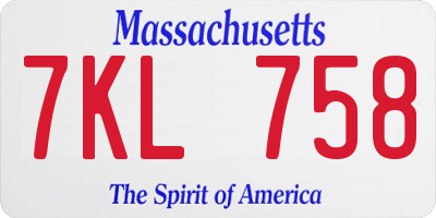 MA license plate 7KL758