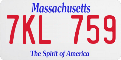 MA license plate 7KL759