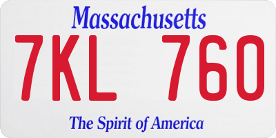MA license plate 7KL760