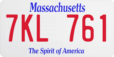 MA license plate 7KL761