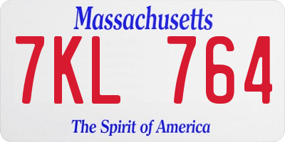 MA license plate 7KL764