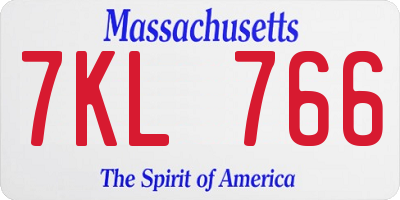 MA license plate 7KL766