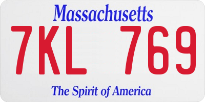 MA license plate 7KL769