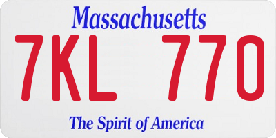 MA license plate 7KL770