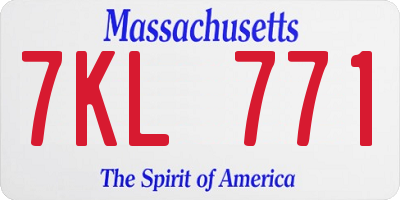 MA license plate 7KL771