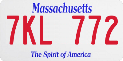 MA license plate 7KL772