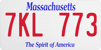 MA license plate 7KL773