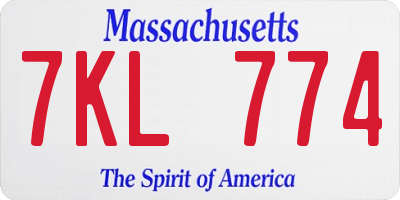 MA license plate 7KL774