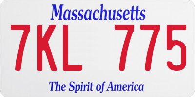 MA license plate 7KL775