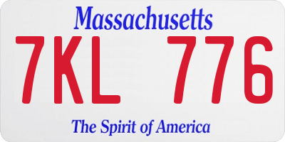 MA license plate 7KL776