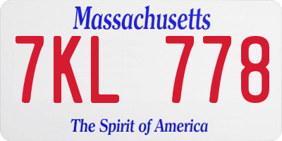 MA license plate 7KL778