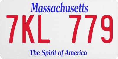 MA license plate 7KL779