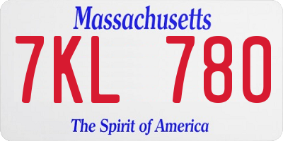 MA license plate 7KL780
