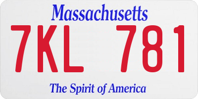 MA license plate 7KL781