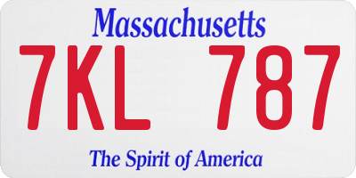 MA license plate 7KL787