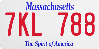 MA license plate 7KL788