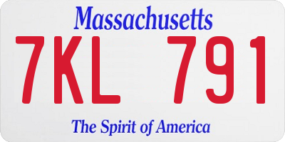 MA license plate 7KL791