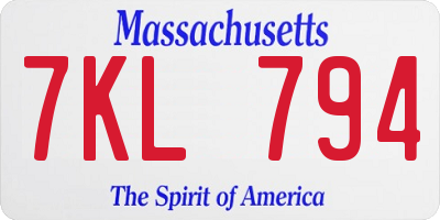 MA license plate 7KL794