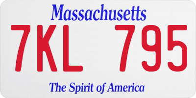 MA license plate 7KL795