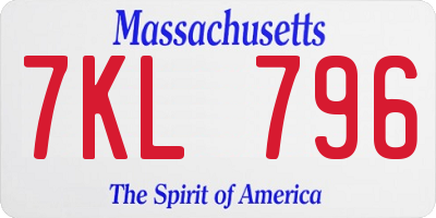 MA license plate 7KL796
