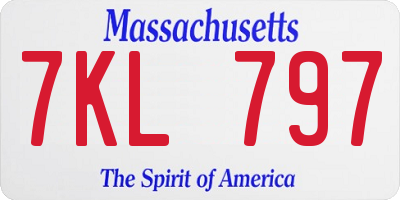 MA license plate 7KL797