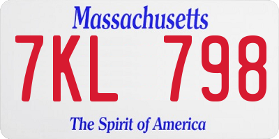 MA license plate 7KL798