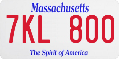 MA license plate 7KL800