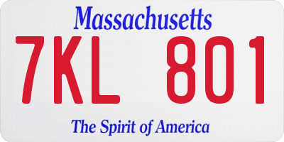MA license plate 7KL801