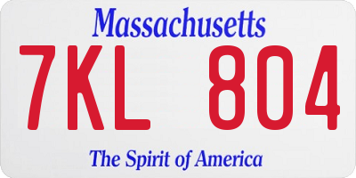MA license plate 7KL804