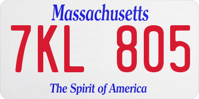 MA license plate 7KL805