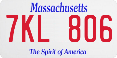 MA license plate 7KL806