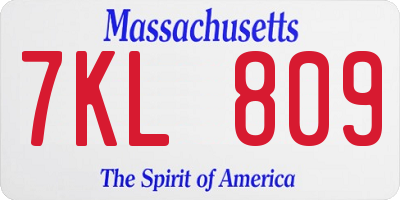MA license plate 7KL809