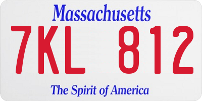 MA license plate 7KL812