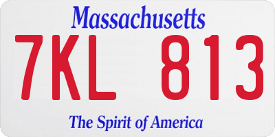 MA license plate 7KL813