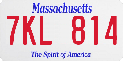 MA license plate 7KL814
