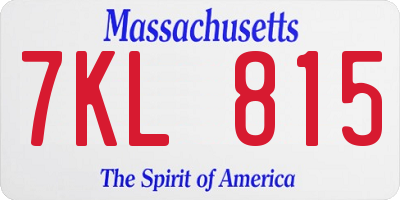 MA license plate 7KL815