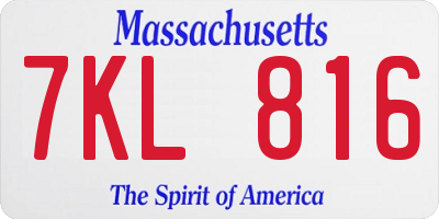 MA license plate 7KL816
