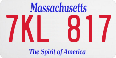 MA license plate 7KL817
