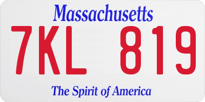 MA license plate 7KL819